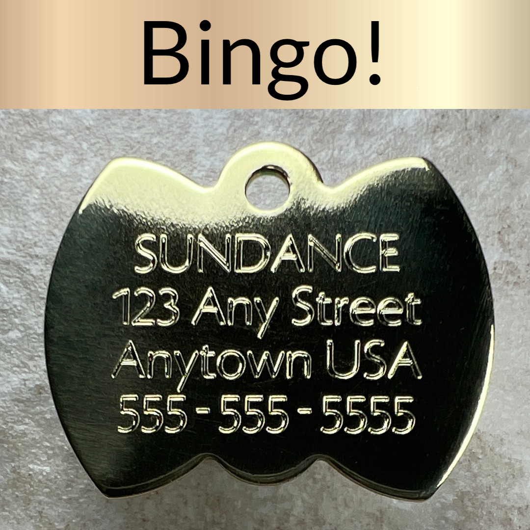 Custom Engraved Dog Tags Personalized Dog Collar Pet Tags Engraved BRASS BOW TIE