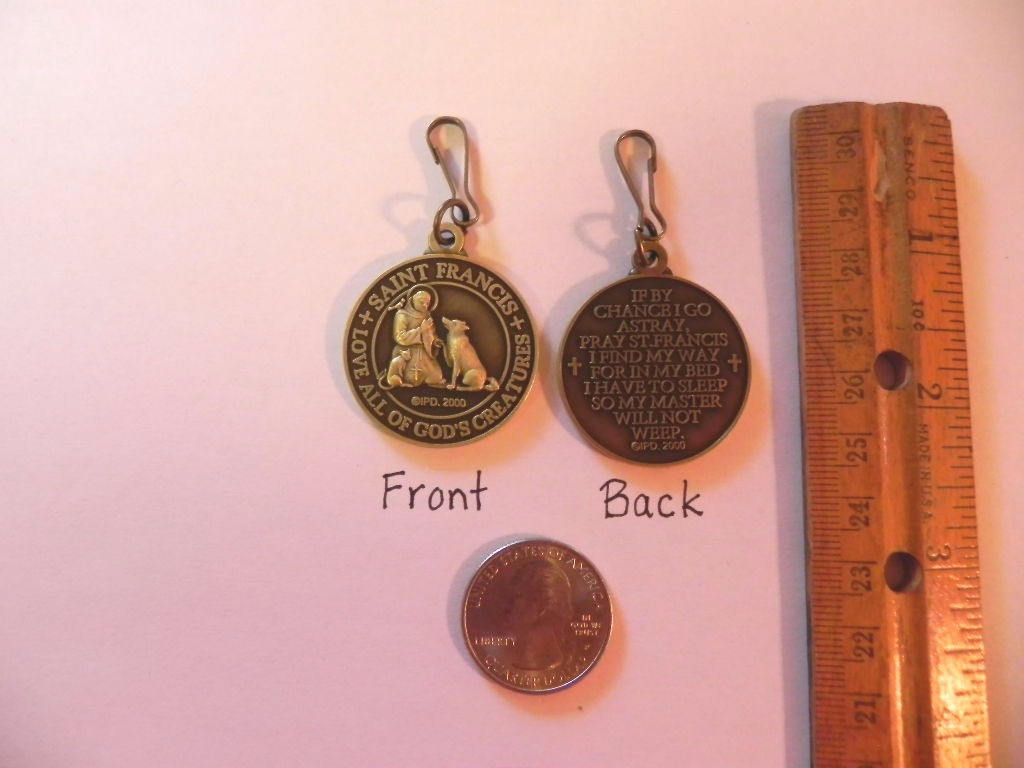 SAINT ST FRANCIS DOG COLLAR TAG WITH PRAYER Bronze Tone pet medal QUALITY NEW