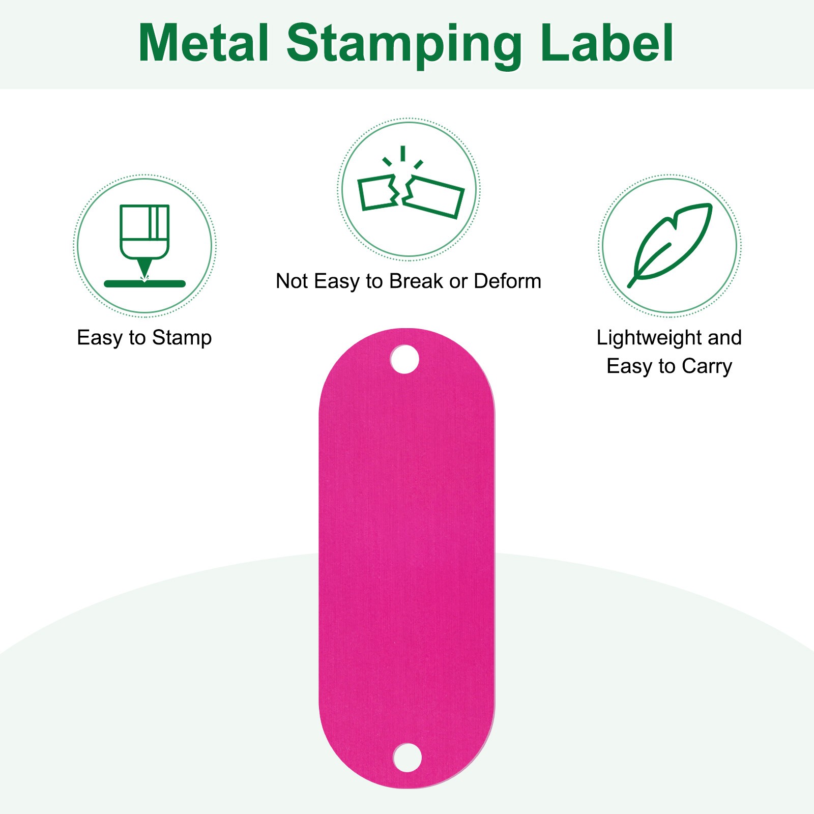 25-Pack 2″ x 0.75″ x 0.04″( L x W x T ) Blank Dog Tags [Rose Red, 2 Holes]
