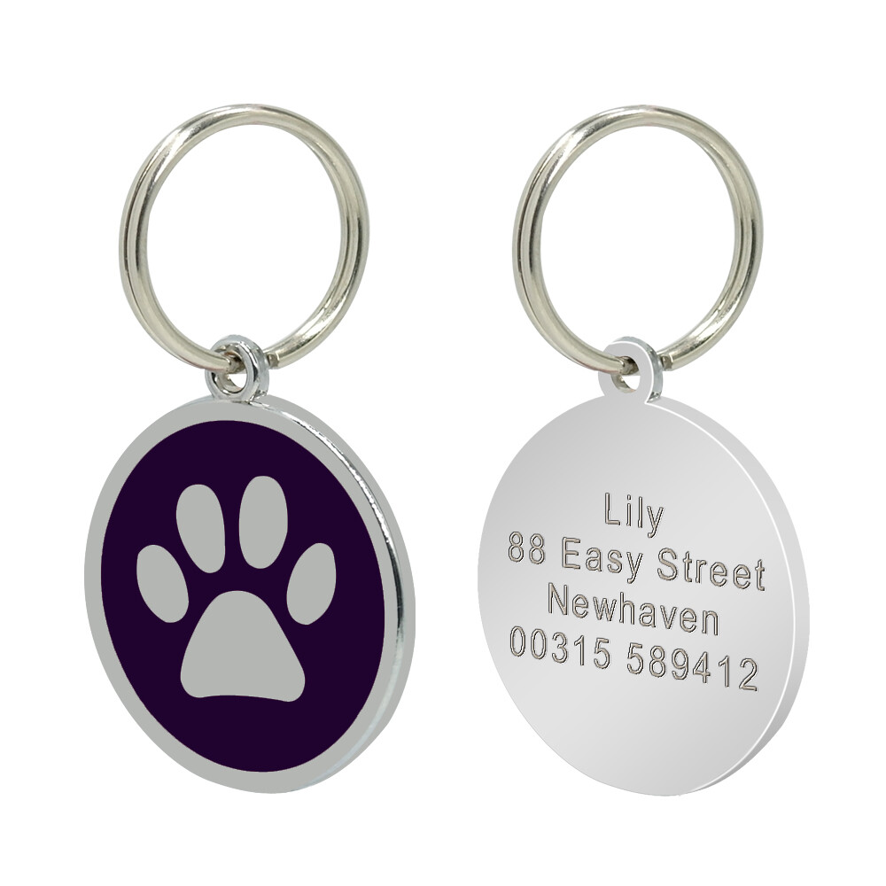 50/100pcs Wholesale Pet Dog ID Tags Bulk Blank Custom Round Paw Print Name Discs