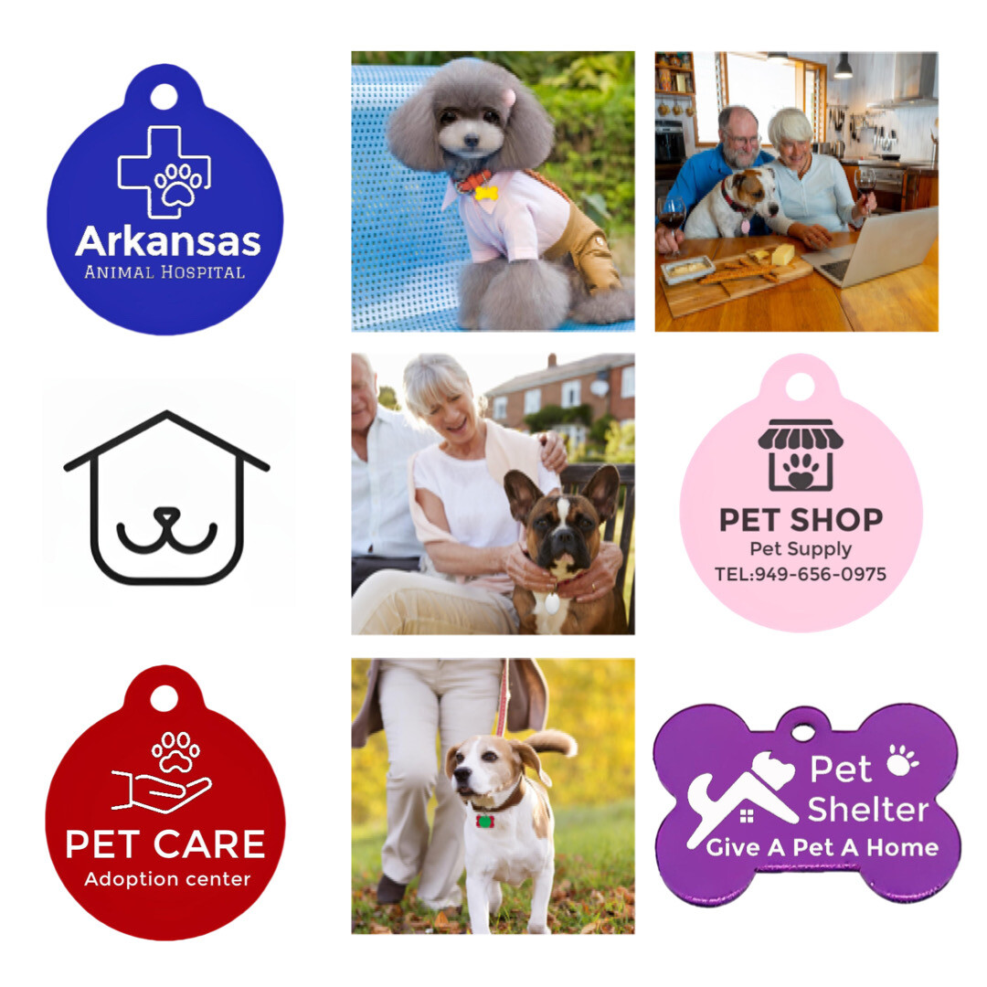 Customized Pet Tags, Aluminum ID Tags, Dog Cat Tag, Hand-Painted Design