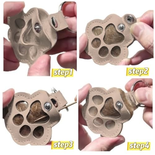 3Pcs Paw Print Pet Hair Memorial Keychain Keepsake