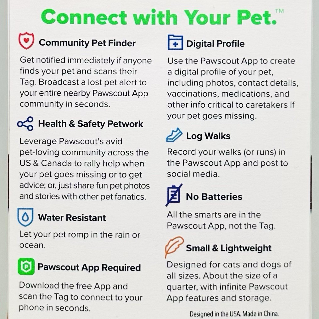 Pawscout Smart Pet Tag for Dogs & Cats QR Code NFC Water Resistant ID Finder NEW