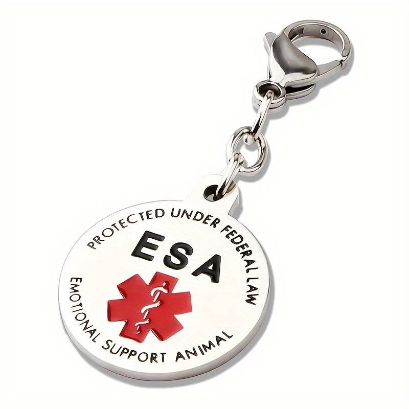Emotional Support Animal Pet Tag Stainless Steel With Personalized Engraving