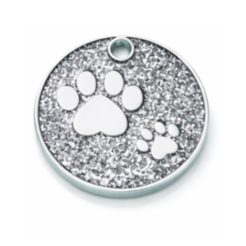 PET ID TAG CUSTOM ENGRAVED PERSONALIZED DOG CAT NAME TAGS Glitter PAW DOG TAG