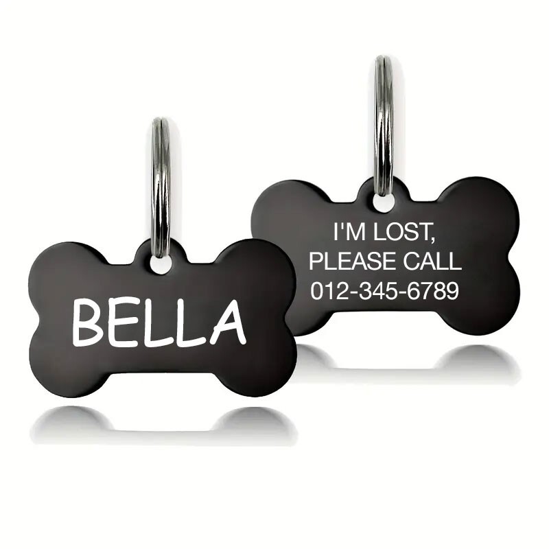 Personalized Bone Dog Tag w/ Charm Pet ID | Custom Engraved USA