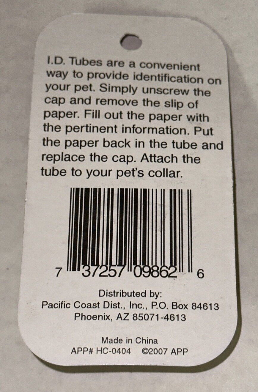 Top Paw Pet Dog Cat ID Tube Name Tag Aluminum I.D. Tube Storage Tube Waterproof