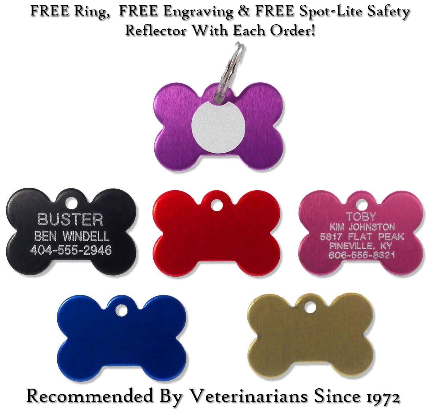Small Bone Shape Pet ID Dog Name Tags-Custom Engraved Tag With Up To 5 Lines