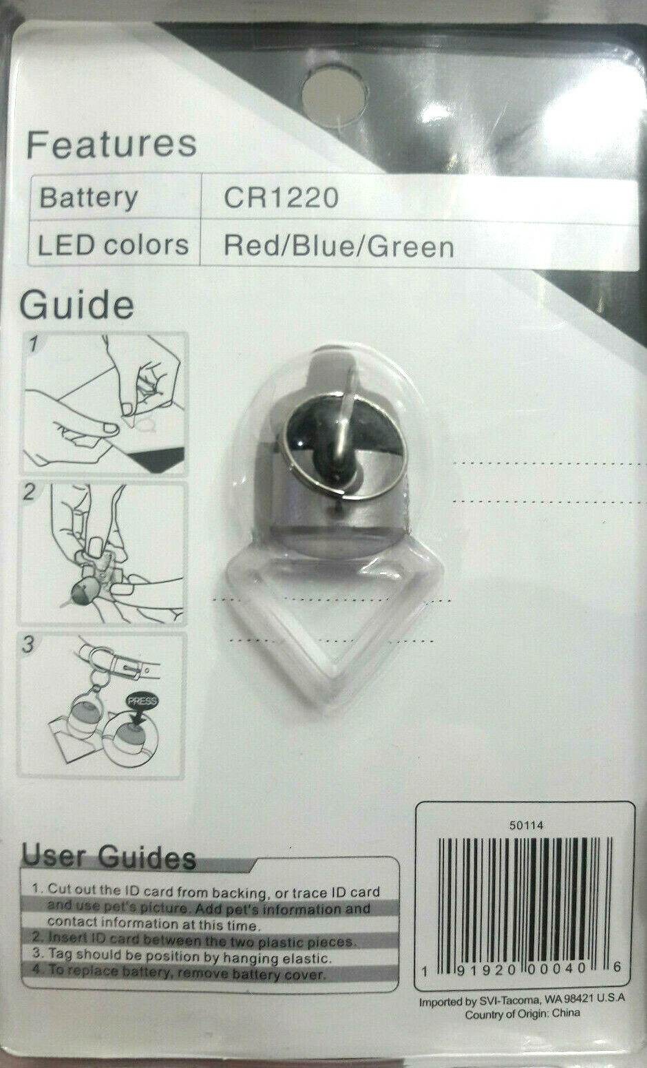 1 EACH NEW SPECIALTIES FLASHING SMALL DIAMOND PET ID SAFETY TAG DOG CAT LIGHT
