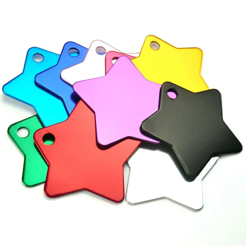100Pcs Anodizing Aluminum Dog Tag Name Dog ID Tags Collar Customized Engraving