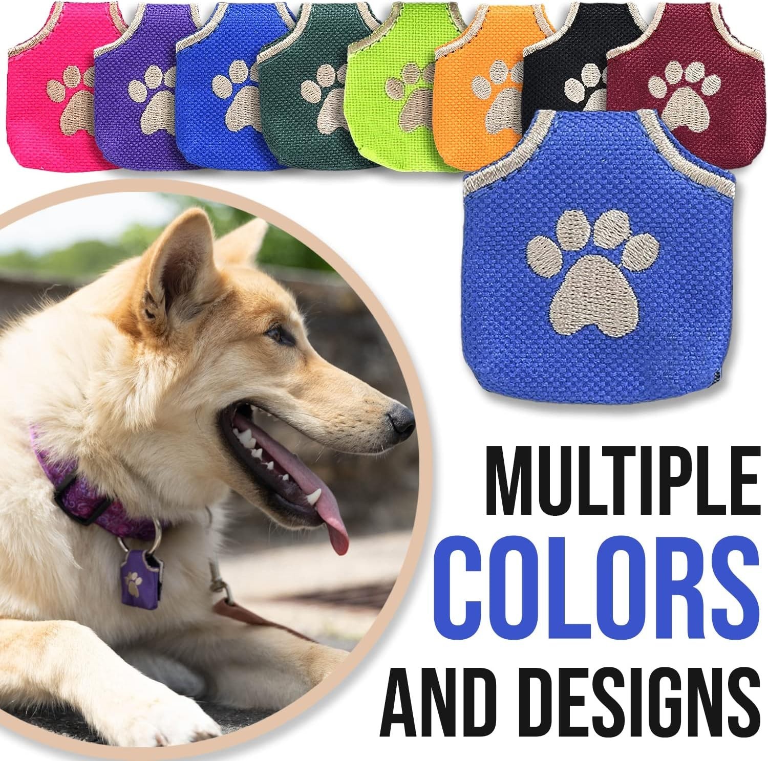 Dog Tag Silencer, Blue Pawprint – Quiet Noisy Pet Tags – Fits Up to Four Pet …