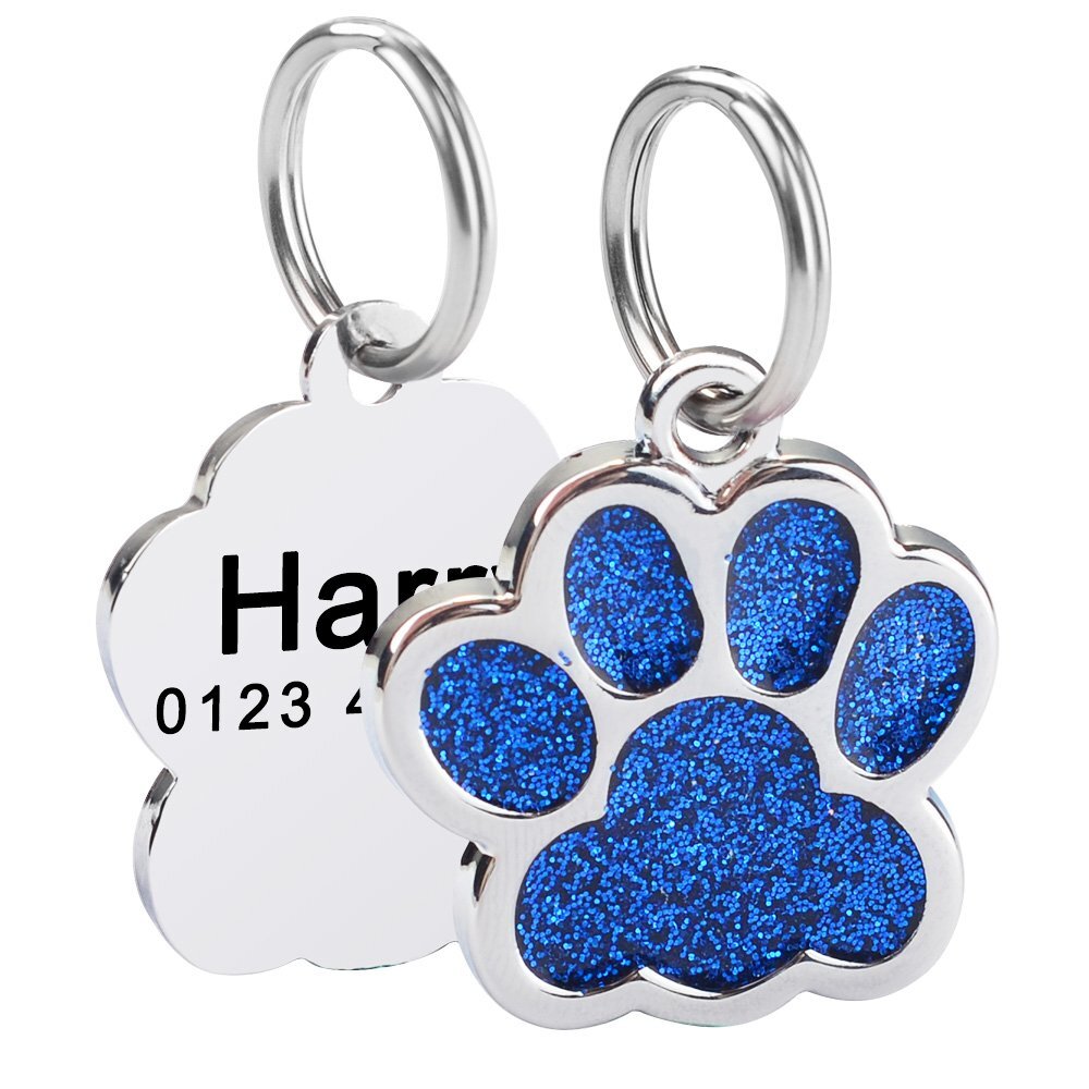 Personalized Dog Tags Custom Engraved Cat Dogs Pet ID Name Tags Collar Bling Paw