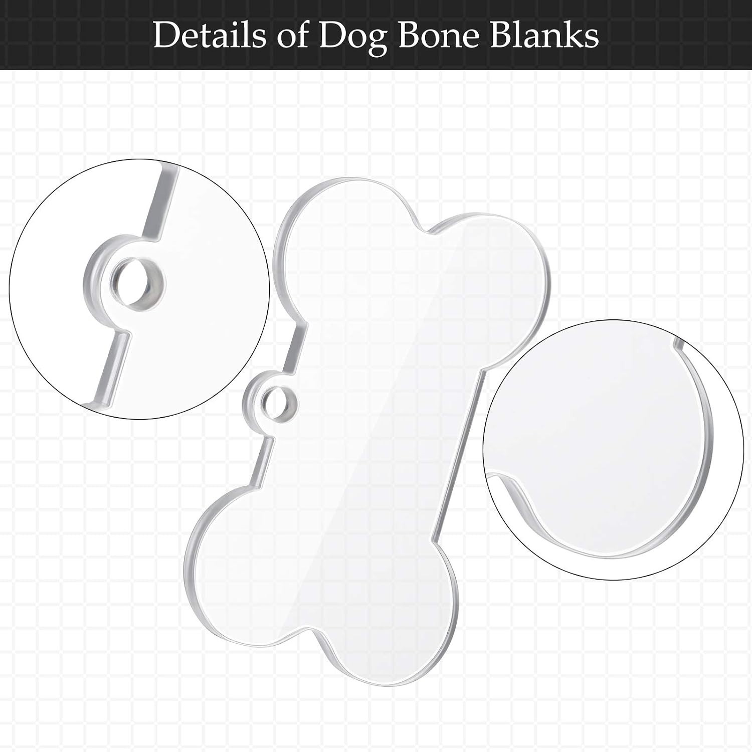 30 Pieces Sublimation Blank Dog Tags Clear Acrylic Keychain Blanks Dog Bone S…