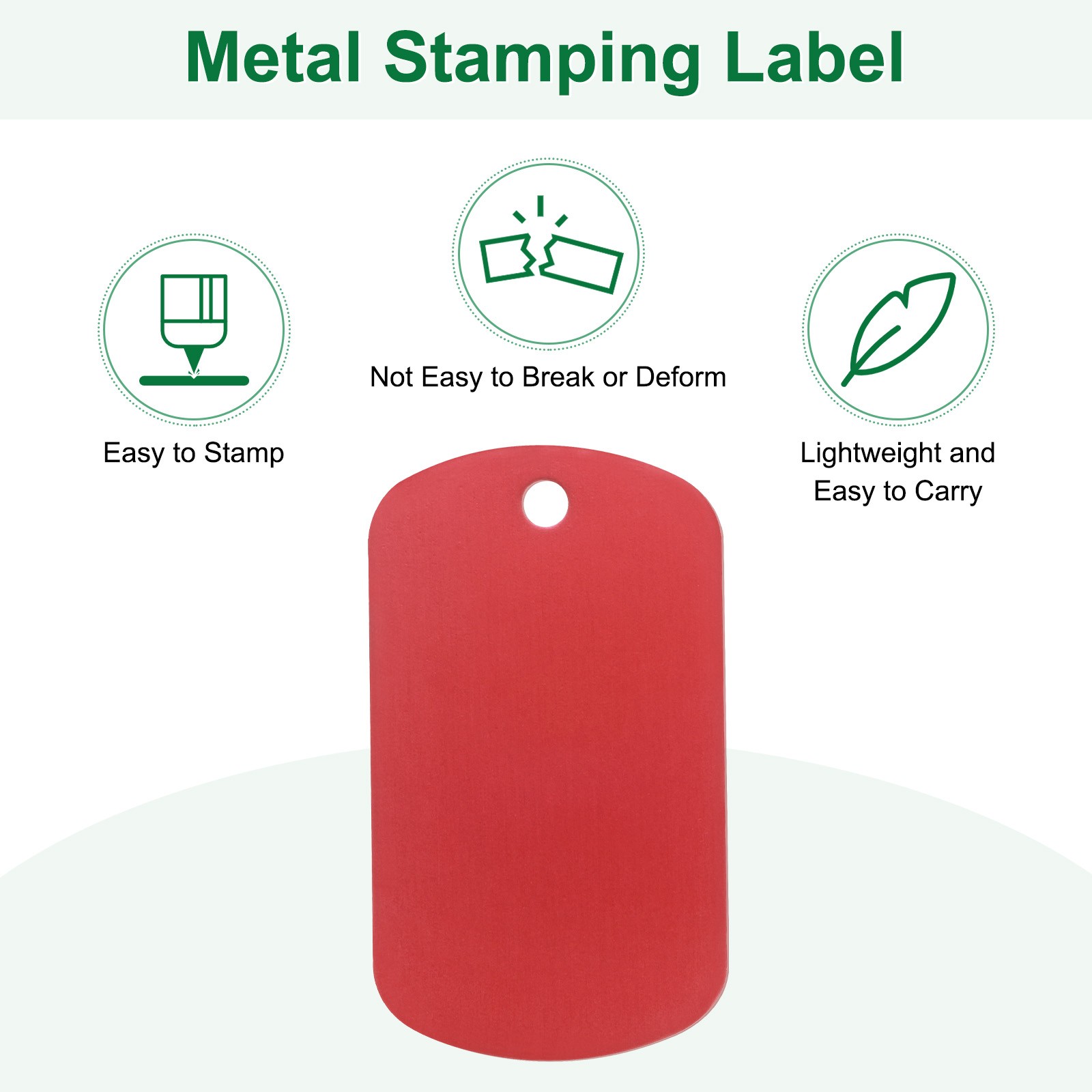 10-Pack 2″ x 1.18″ x 0.04″( L x W x T ) Blank Dog Tags [Red, 1 Hole]