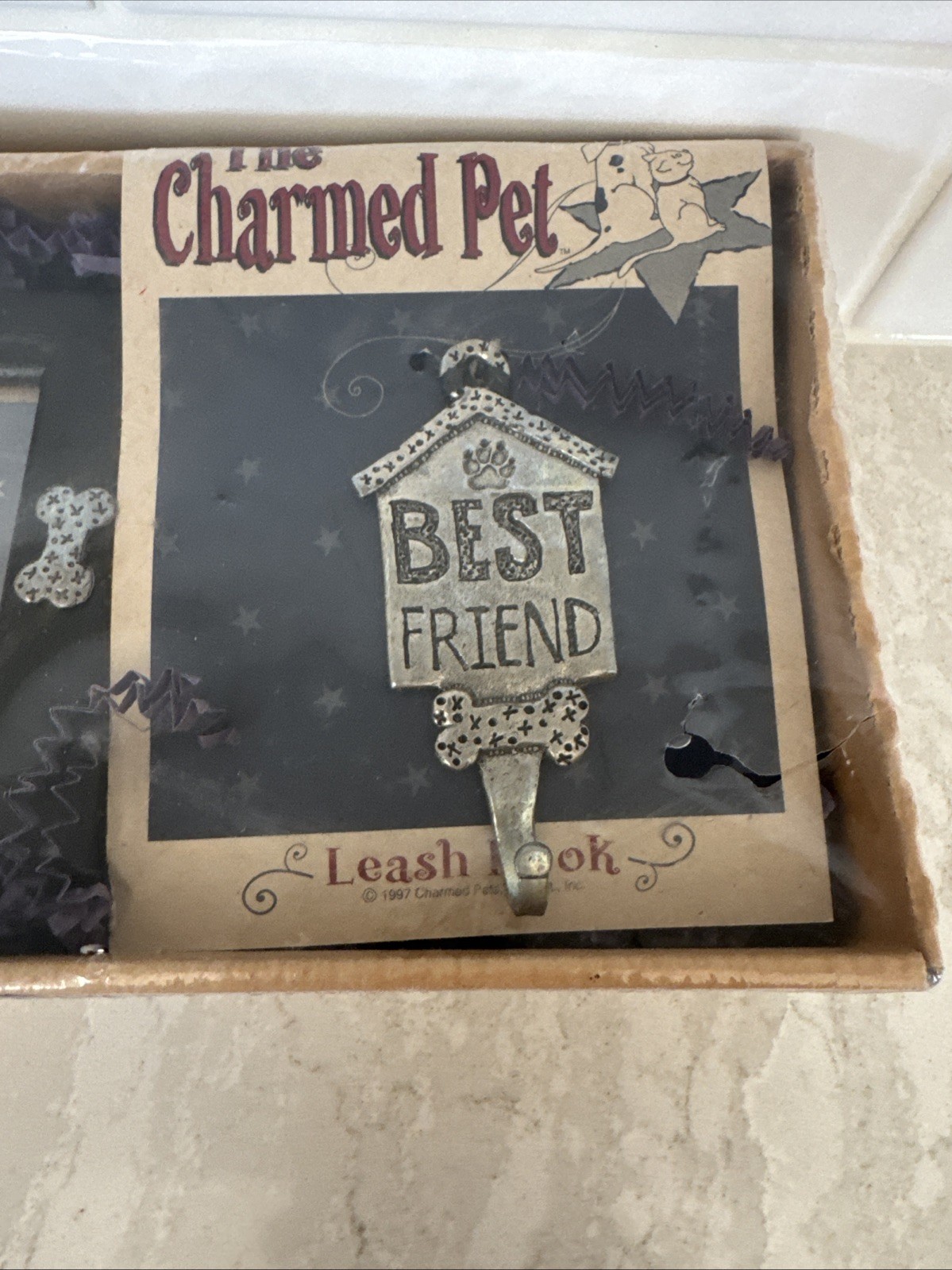 Vintage Dog Leash Hook & Picture Frame The Charmed Pet 1997 NOS