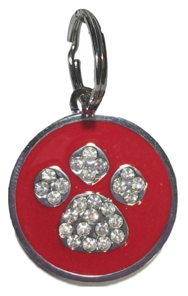 Red Enamel Crystal Paw Charm for Dog Collar or Zipper Pull, etc.