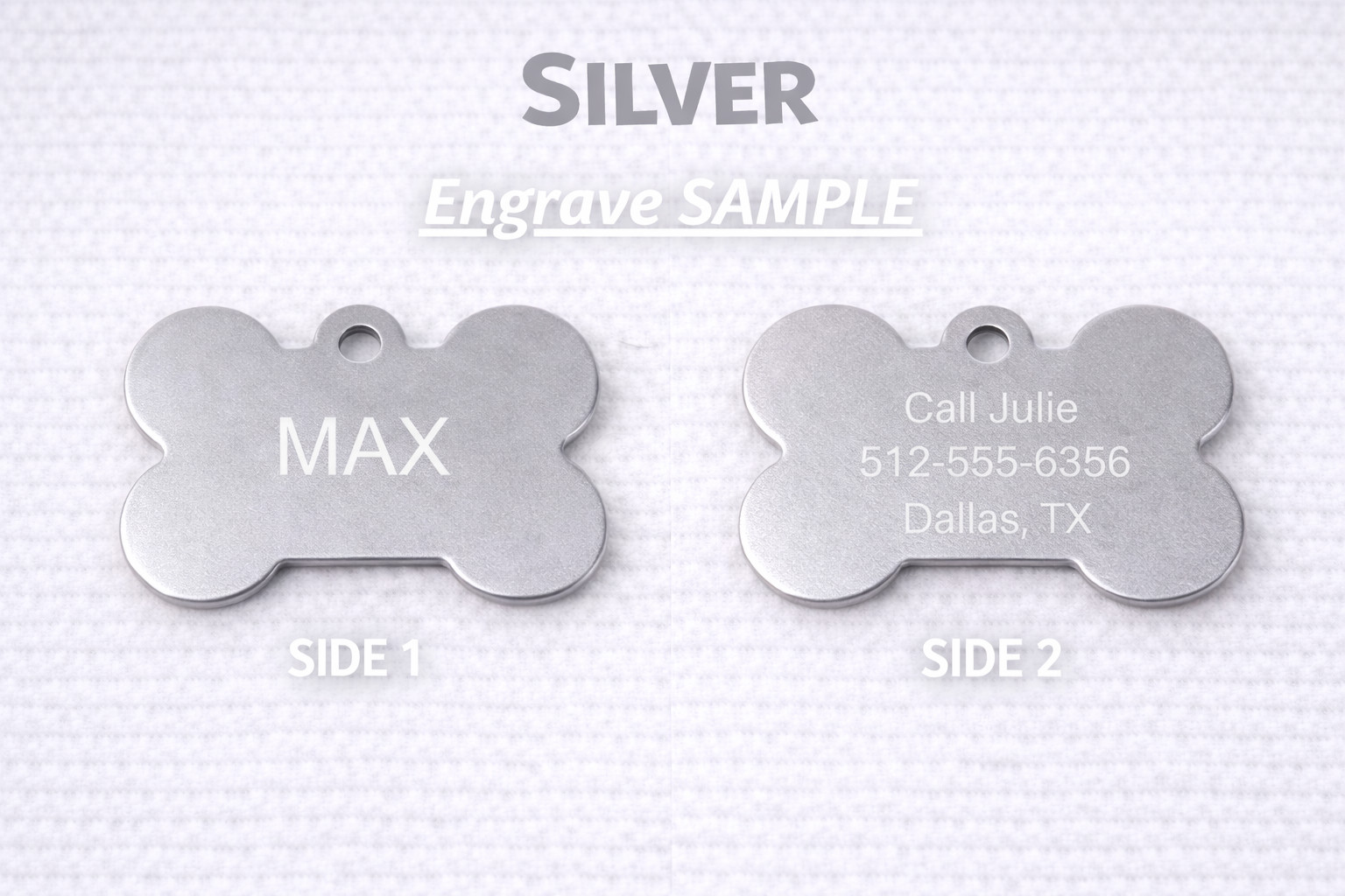 LASER ENGRAVED PERSONALIZED PET TAG ID DOG CAT NAME TAGS DOUBLE SIDE