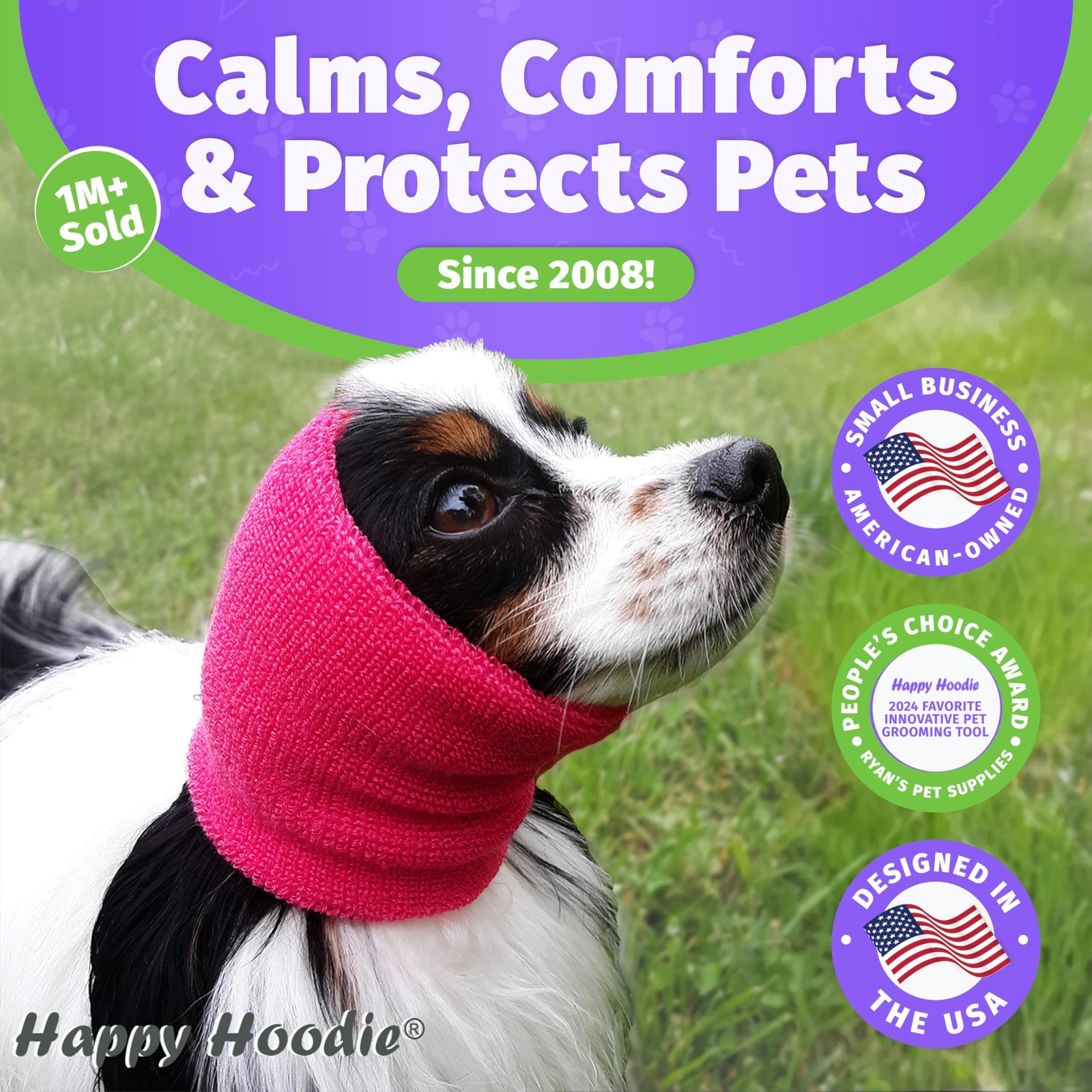 Happy Hoodie The Original Dog & Cat Calming Band – American Brand Large, Pink