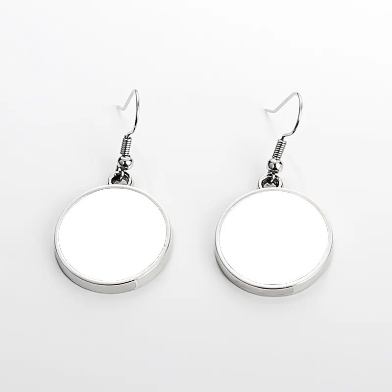 Sublimation Blank Metal round earrings DIY heat trasnfer printing 1 pair