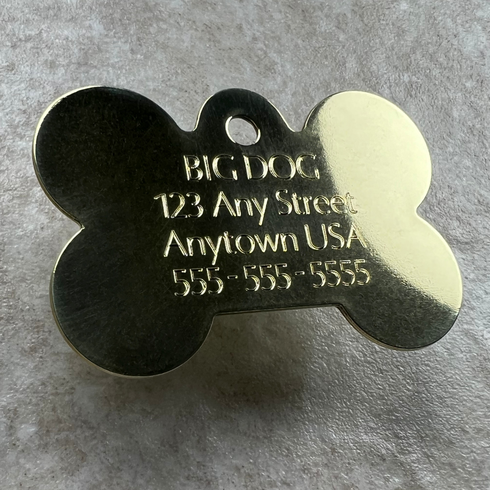 Custom Engraved Dog Tags Personalized Dog Collar Pet Bone Tag BRASS EXTRA LARGE