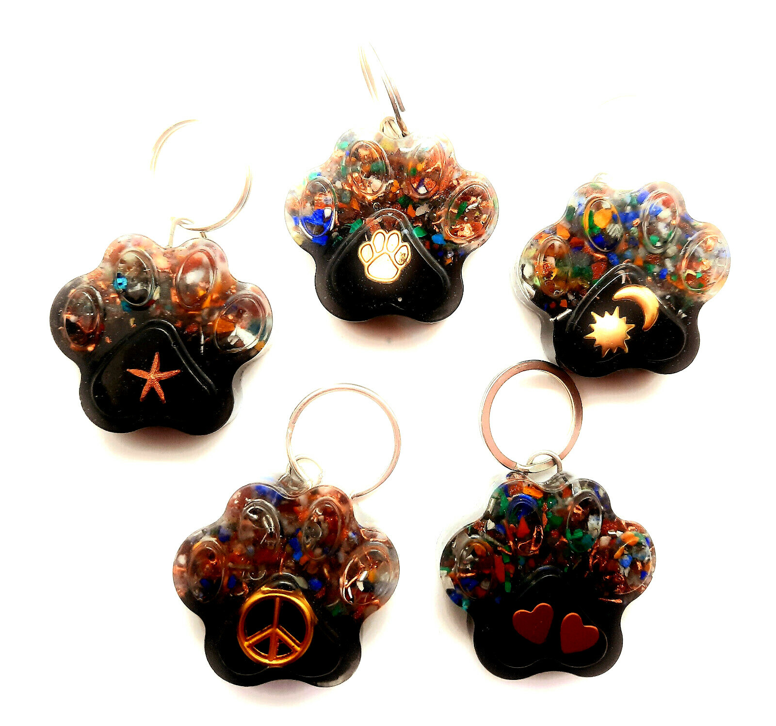 EMF 5G Pet Protection Dog Charm Orgone/Shungite/Black Tourmaline (Paw Print)