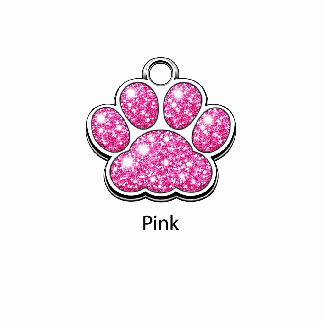 Deep Engraving Glitter Paw Pet ID Tag, Custom Engraved Dog Tags Personalized