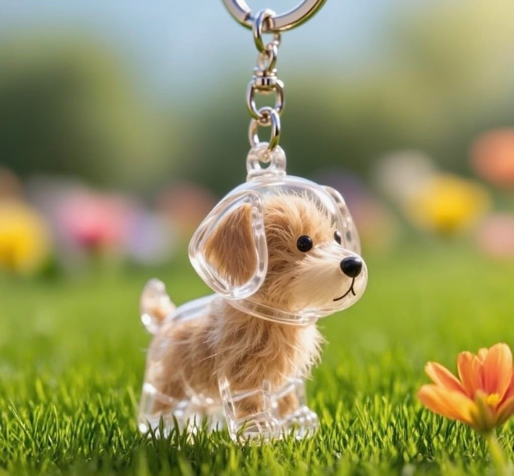 Dog Hair Collector Keychain Charm – Memorial Storage Box for Pet Hair