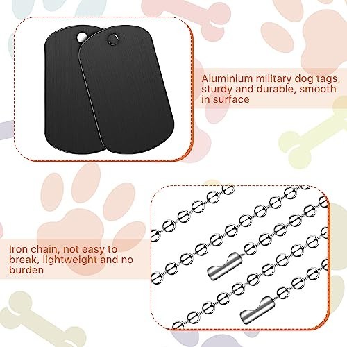 100Pcs Military Dog Tags Set – 50 Aluminum Blank Tags & 50 Iron Chains, Personal