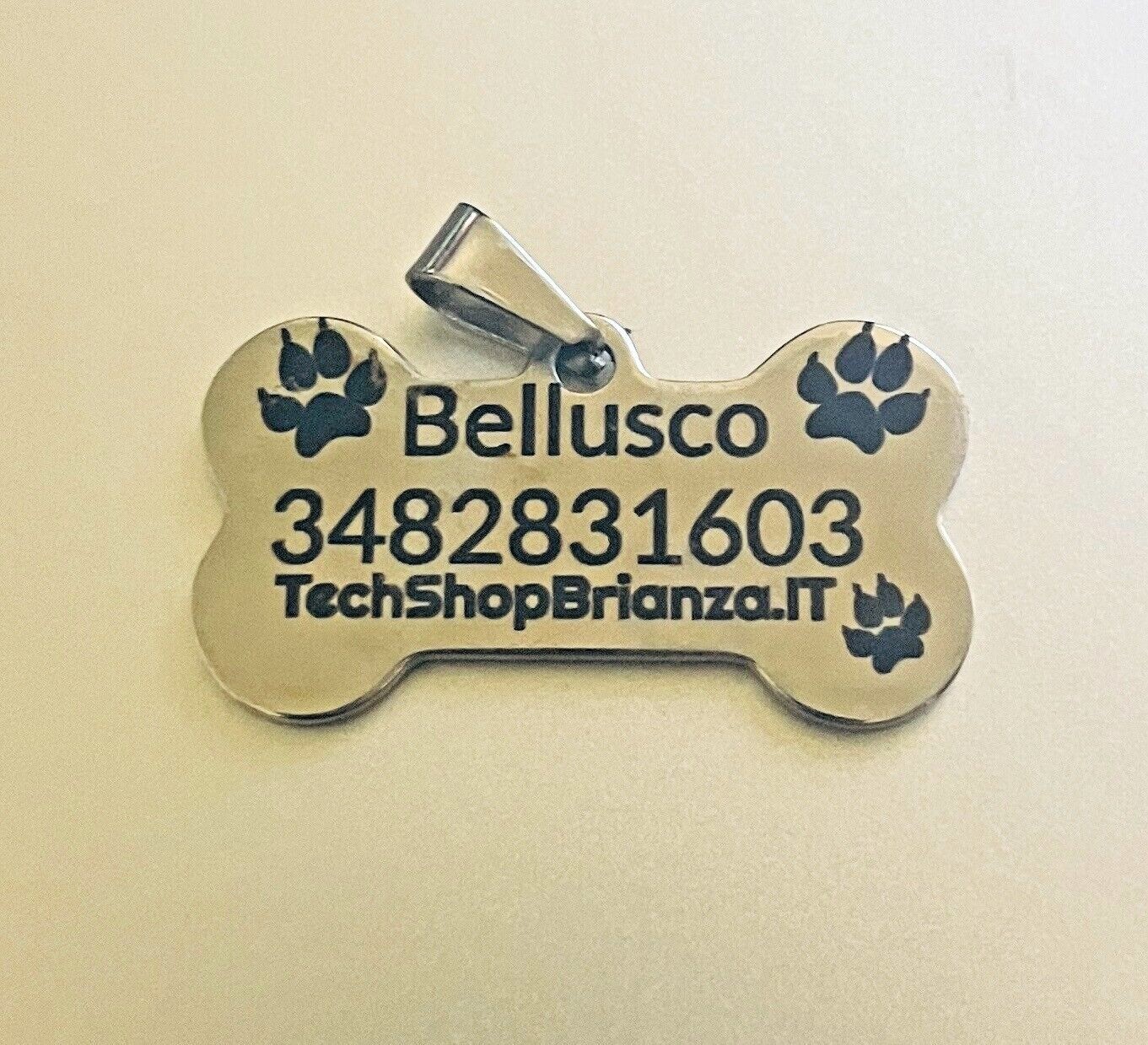 Custom Steel Name and Number Dog Bone Medal