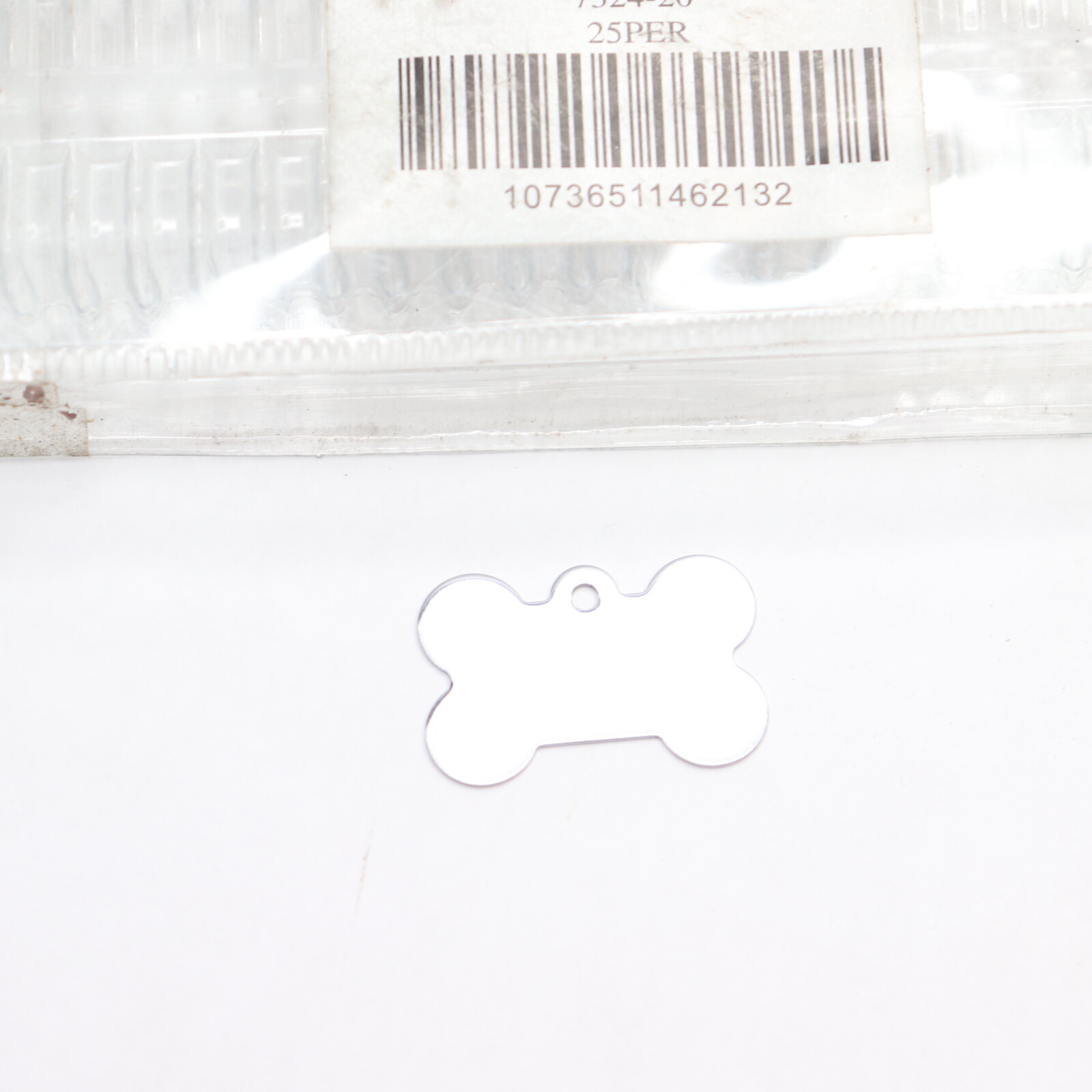 (25-Pk) Bone Personalized Engraved Pet ID Tag Brushed Chrome 7324-20
