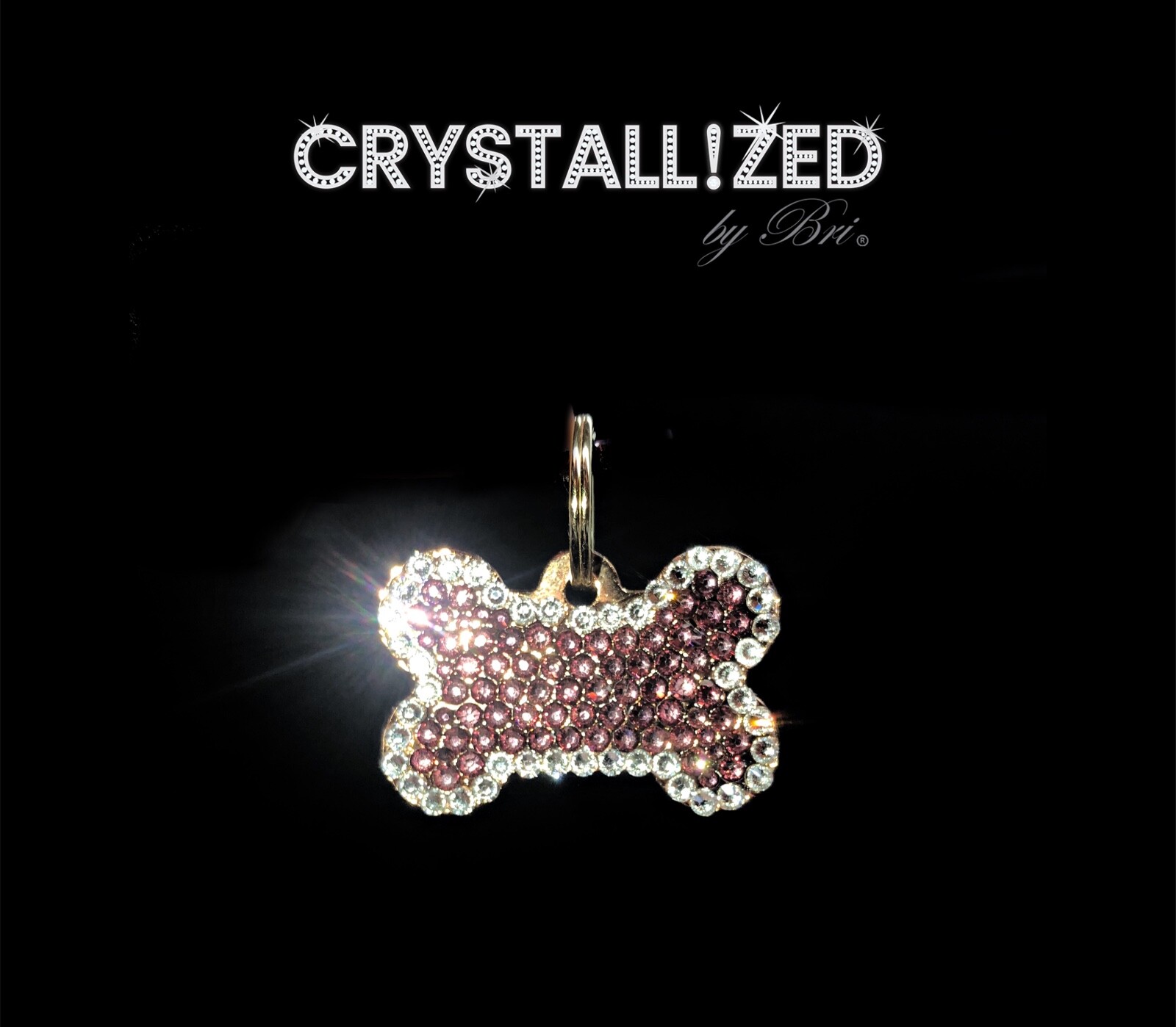 Custom Bling Dog Tag AUSTRIAN CRYSTALS Bedazzled Personalized Pet Name ID Collar
