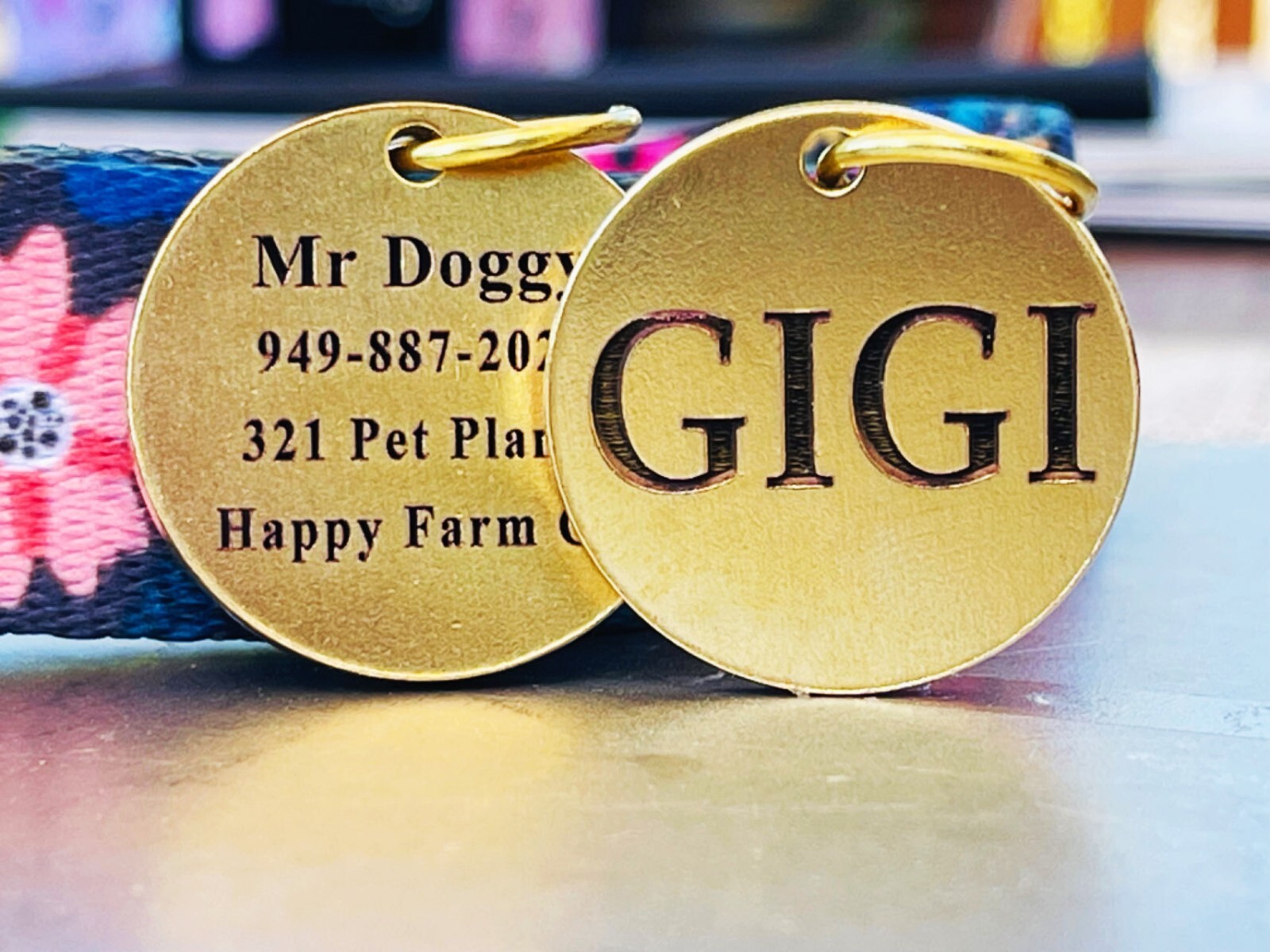 DEEP ENGRAVED CUSTOM PERSONALIZED BRASS PET TAG ID DOG CAT NAME TAGS