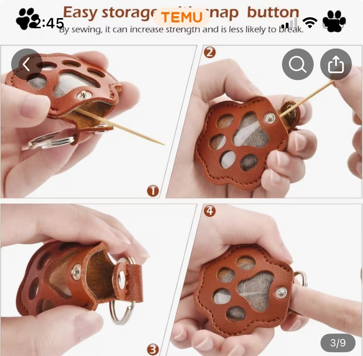 Personalized Memorial Gifts Leather Paw Keychain Pet Hair Keepsake Keychain
