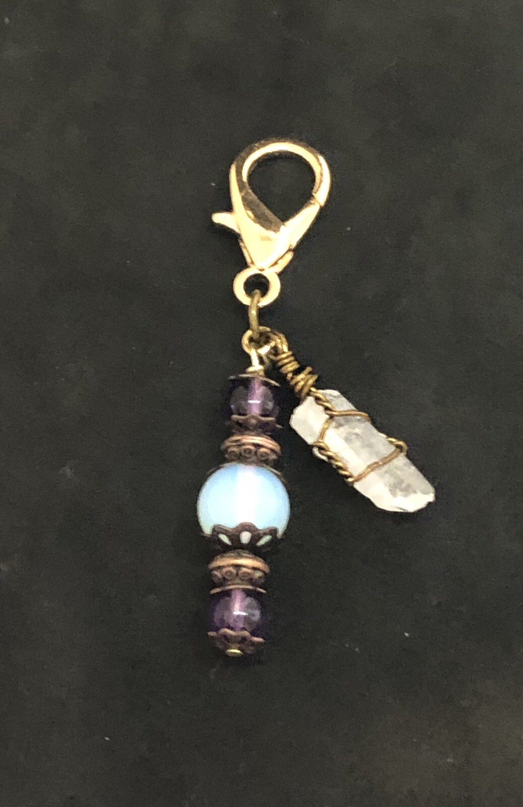 Moonstone, Amethyst Crystal Pet Charm, Crystal Collar Charm, Moonstone Pet Charm