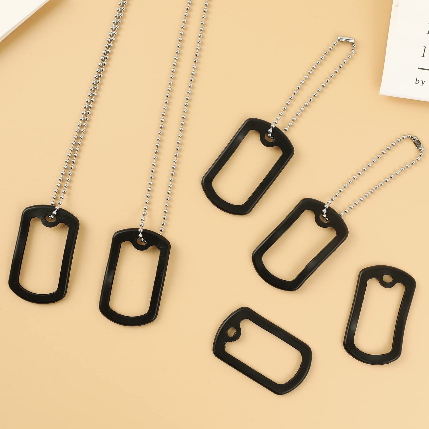 10 Pack Dog Tag Silencers, Engraved Dog Tag Silicone Case with 4 Chains Black…