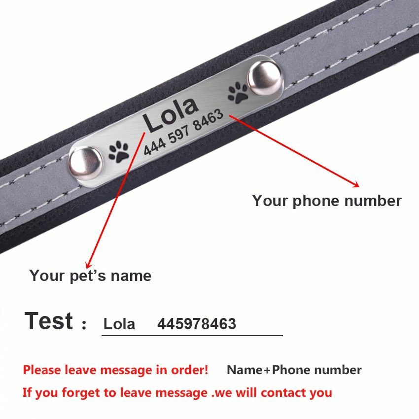 Personalized Custom Engraved Cat And Dog Collar Leather Neck Tag Pet Accessories
