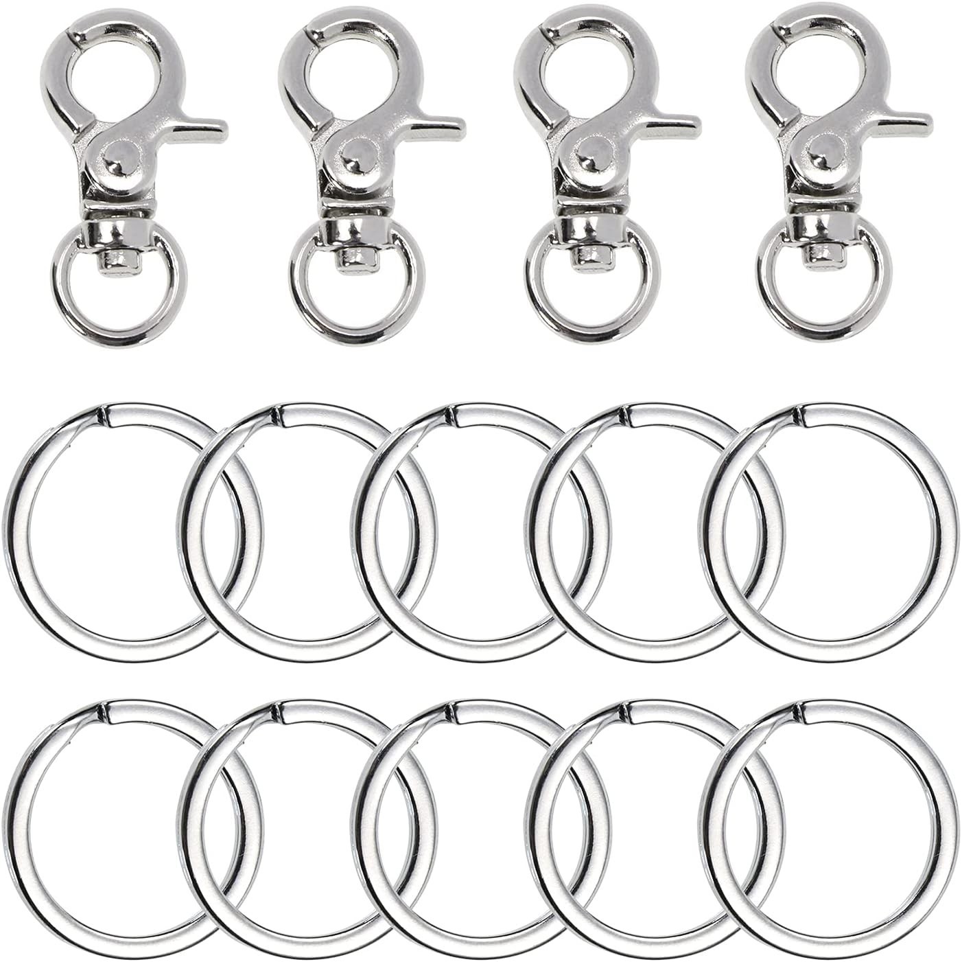 Pet ID Tag Clips 4 Pcs with 10 Key Rings for Collars and Harnesses
