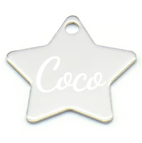Custom Star Aluminum Pet ID Tag Engraved Placa Estrella Perro Gato 2 Sizes USA