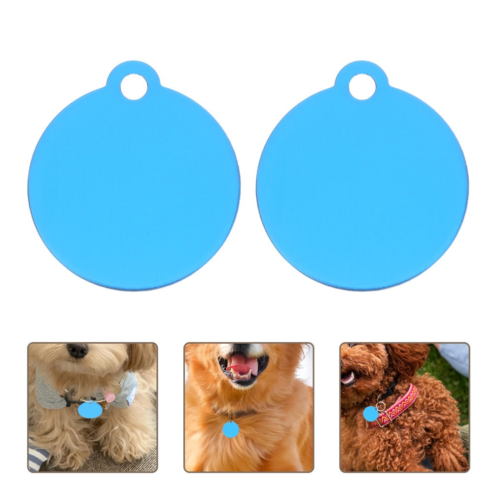 20Pcs Durable Aluminum Pet Tags Blanks Sky Blue Double Sided for Engraved Names