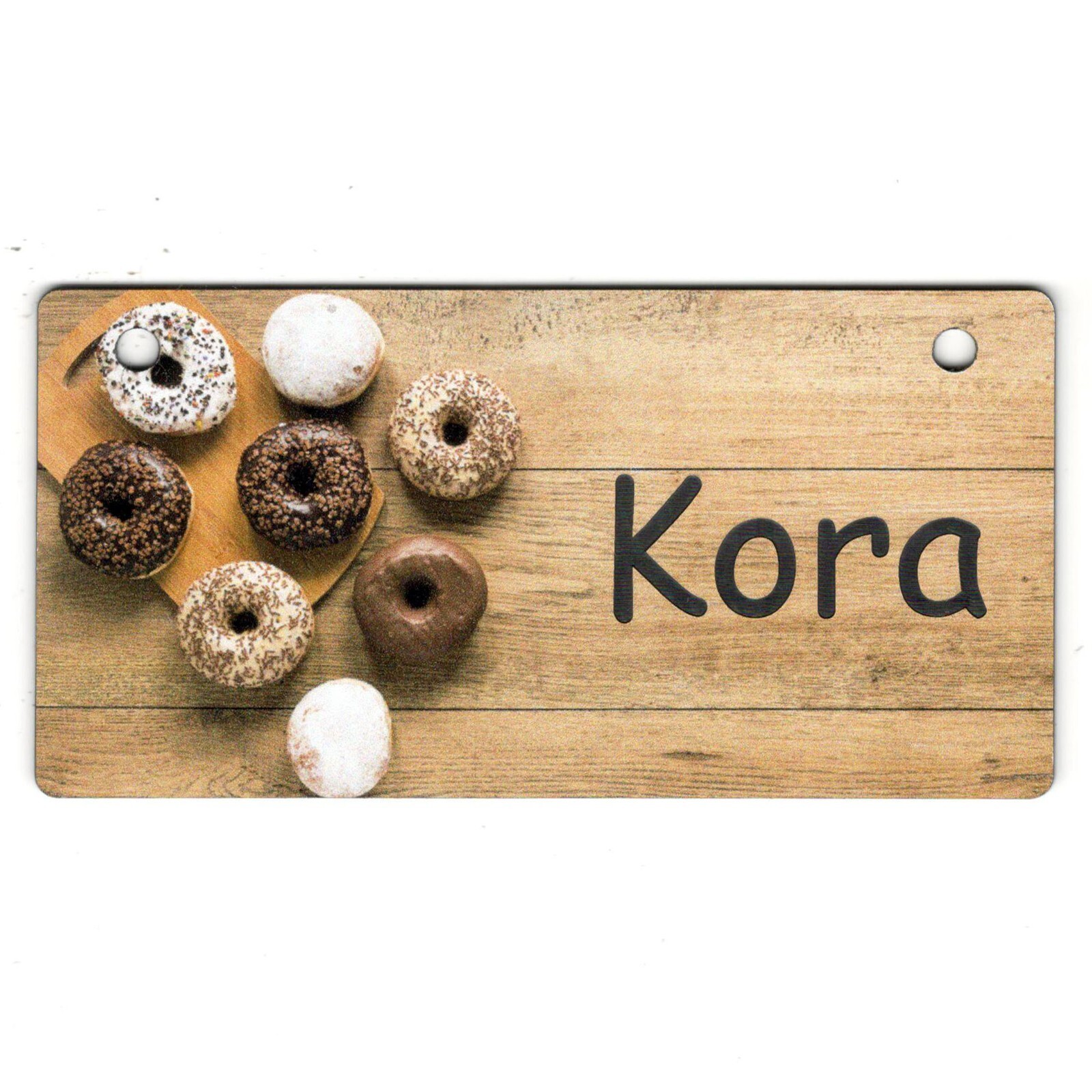 Donuts on Wood Table Design Personalized 5″ x 2.5″ Dog Crate Tag FREE SHIPPING