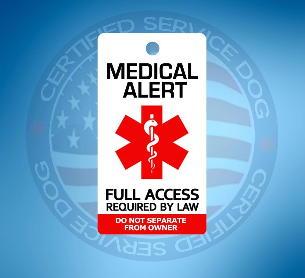 MEDICAL ALERT SERVICE DOG ID TAG KEY CHAIN / COLLAR TAGS FOR SERVICE ANIMAL ADA