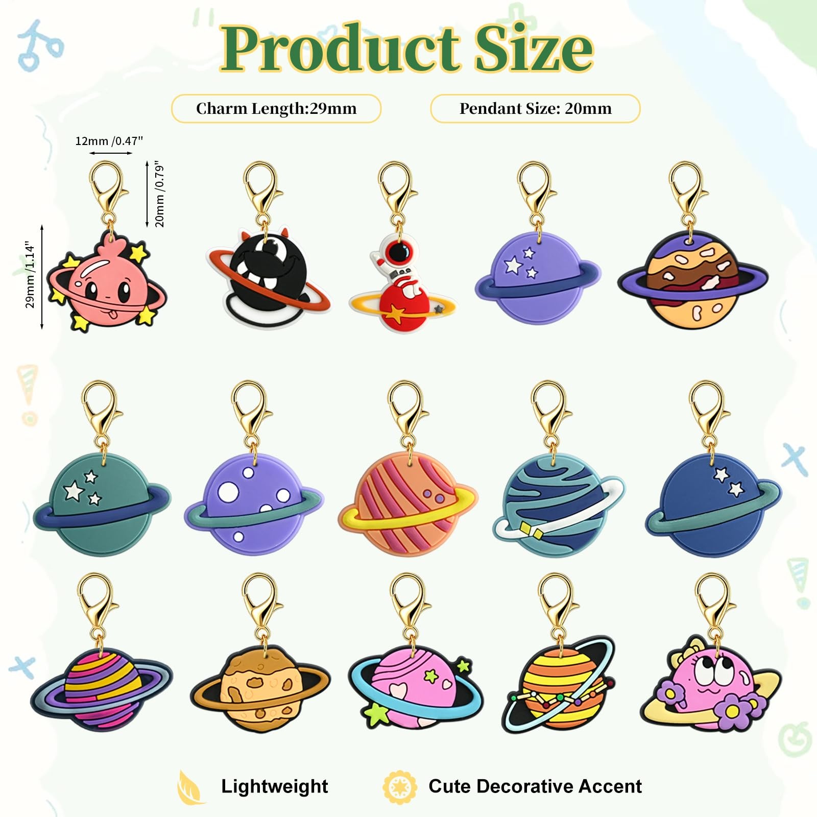 ZORFAN dog cat collar charms space 20pc