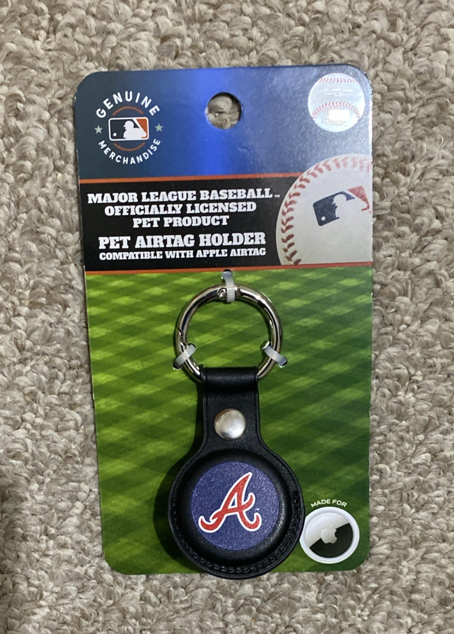 Pets MLB Keychain Apple Air Tag Holder for Dogs&Cats Leather “Braves”AirTag Case