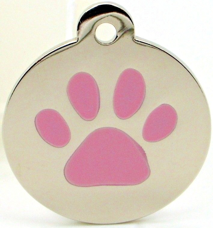 Pet Tags ~ Large & Small Silver Paw Print Engraved Pet Tags