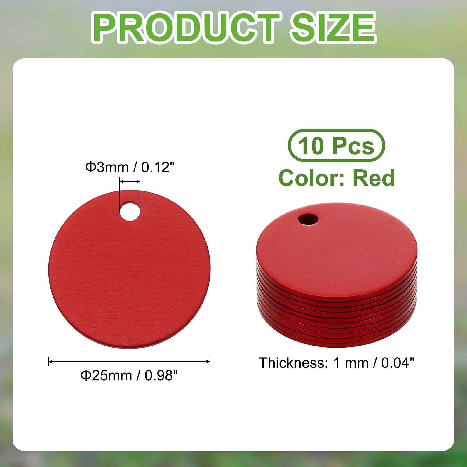 10pcs Dog Pet Tags 25mm Round Aluminum Engraving Blanks Tags, Red