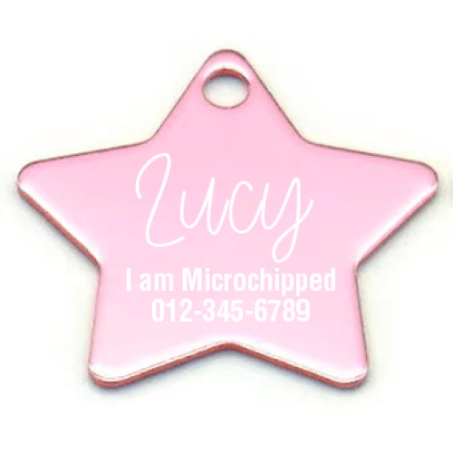Custom Star Aluminum Pet ID Tag Engraved Placa Estrella Perro Gato 2 Sizes USA