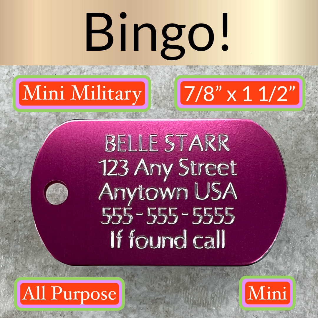 Custom Engraved Tags Personalized Luggage Tag MINI MILITARY Dog Tag MINI PINK