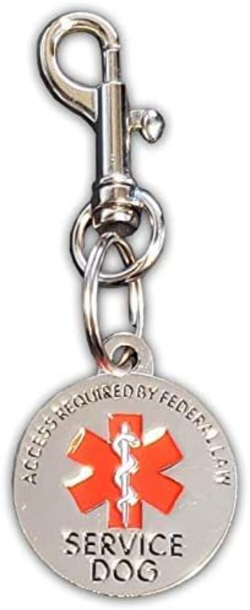 Double Sided Service Dog Chrome Tag, ADA Access Required Federal Law Clip Tag…