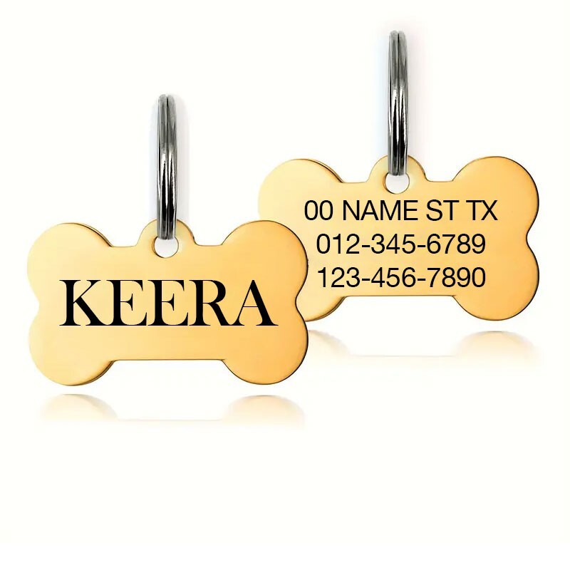Personalized Bone Dog Tag w/ Charm Pet ID | Custom Engraved USA