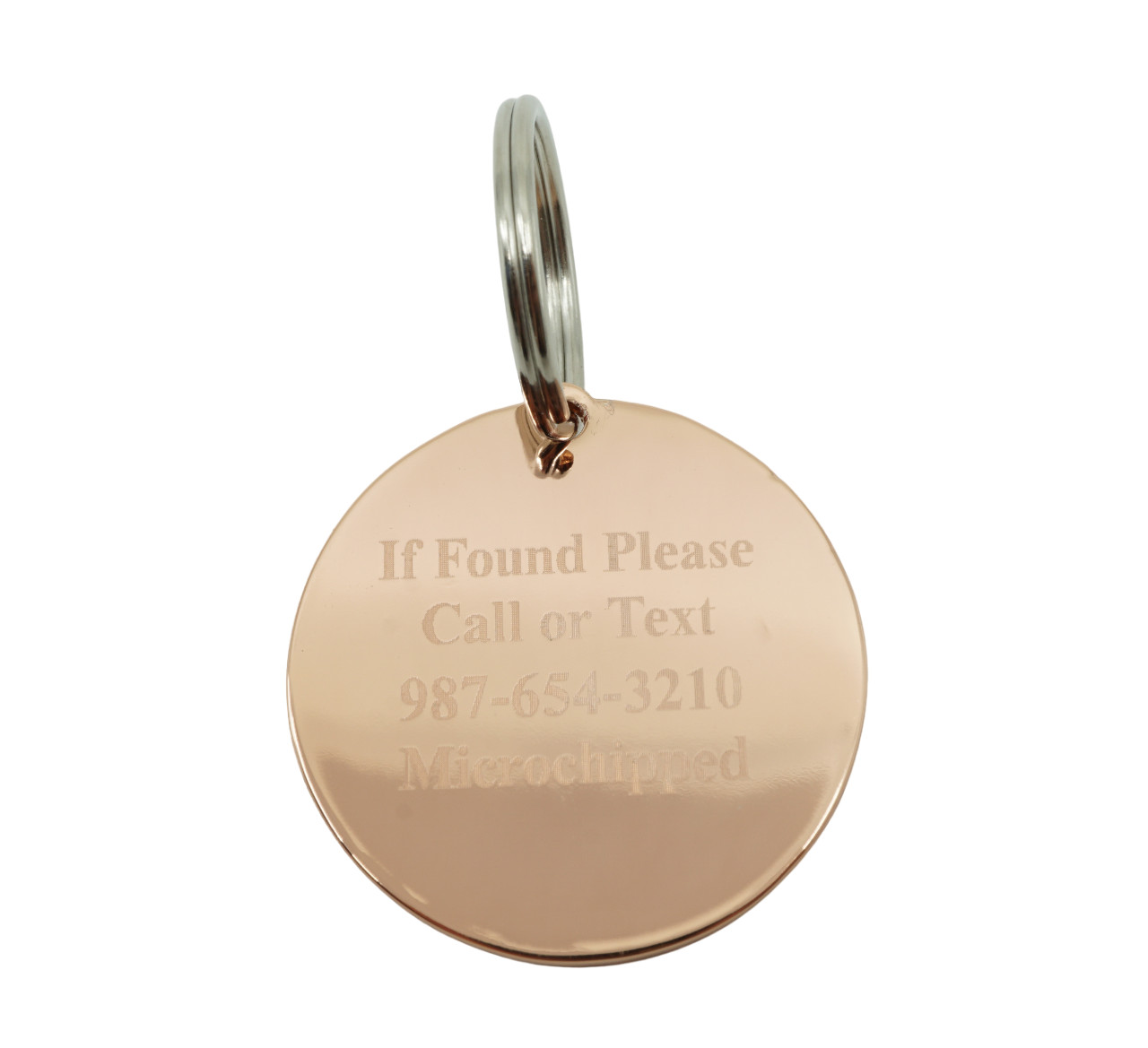 Custom Engraved Personalized Round Rose Gold-Plated Rhinestones Pet Dog ID Tag